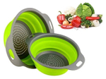 Набор дуршлаг силиконовый, складной, кухонный аксессуар для мытья фруктов и овощей, стильный,  2 шт (диаметр 22/9), красный