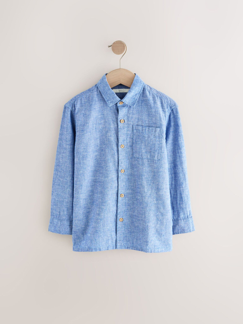Рубашка льняная для мальчика Next 904-742, Синий