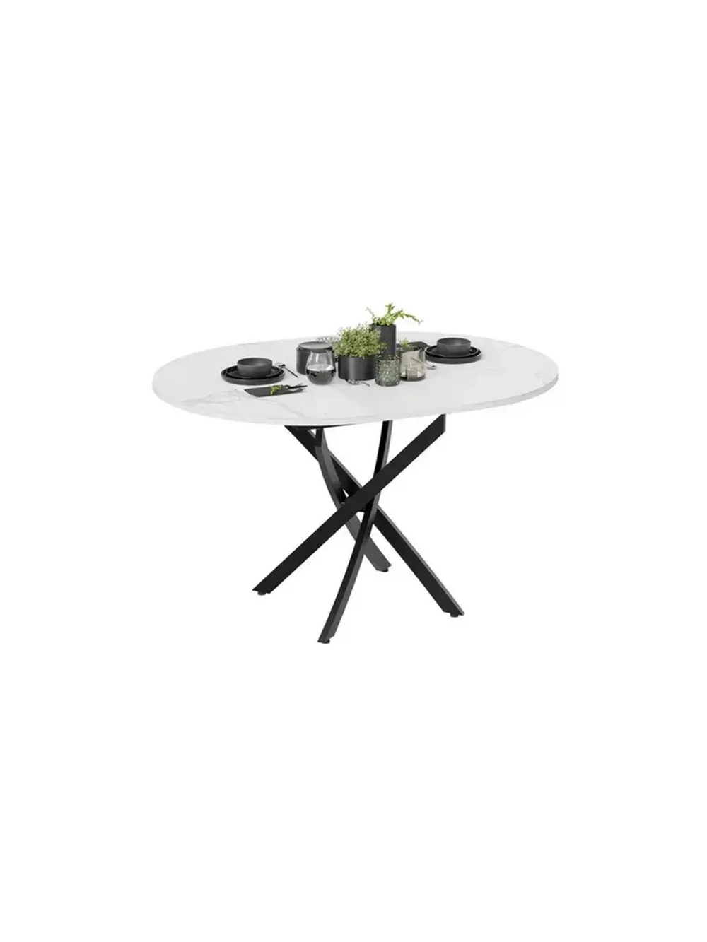 Стол кухонный круглый Стекло матовое мрамор 100(132)х75х75см