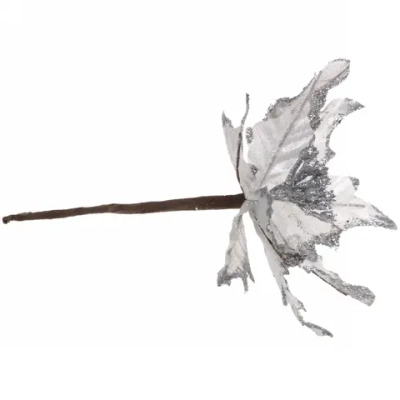 Украшение новогоднее «Пуансеттия-Метелица» 15 см, Серебро