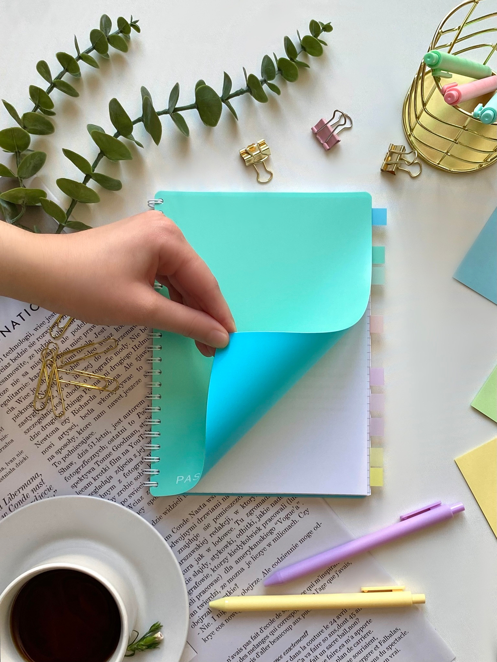 НОВИНКА! Тетрадь  А5 80 л. Pastel Collection Mint/Blue, с обложкой из двухстроннего двухцветного пластика, на металлическом гребне