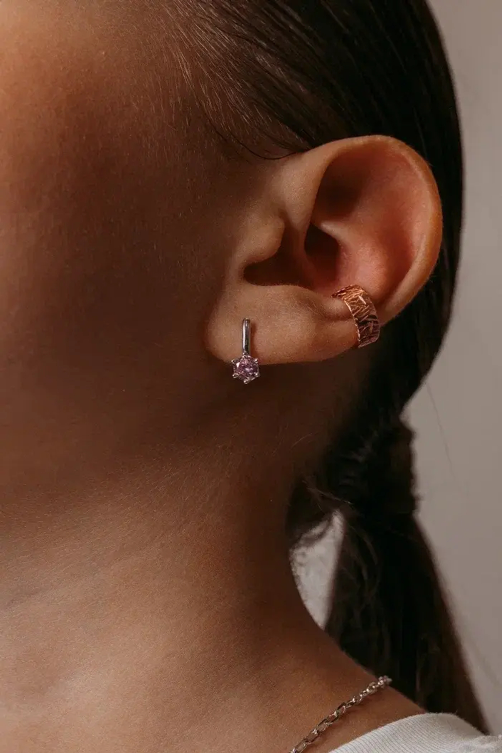 Серьги с розовыми фианитами