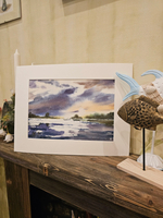 Картина авторская акварельная в паспарту 30х40 см на стену для интерьера "Отражающая свет..."