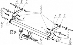 Фаркоп Motodor Renault Duster, Nissan Terrano 2014-2022 (оцинк. Шар) арт.91710-A