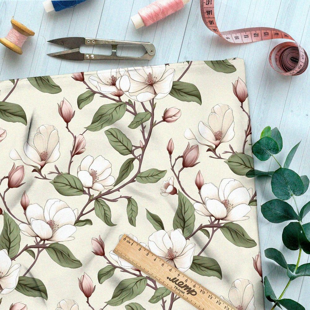 Ткань премиум таффета весенний сад