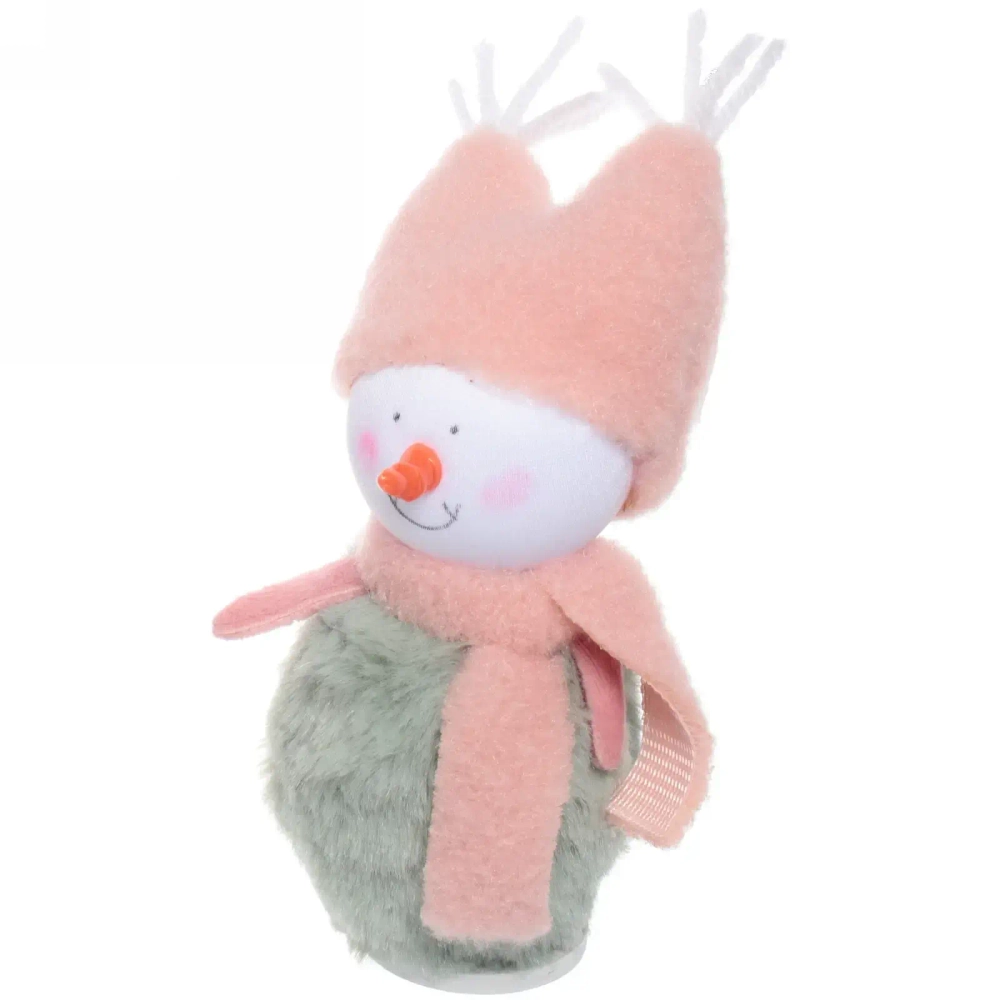 Фигурка новогодняя «Снежные путешественники» 14 см, зелёный/розовый