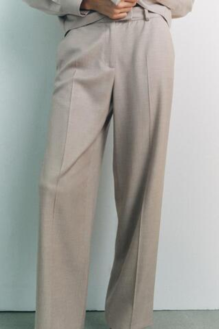 ZARA БРЮКИ STRAIGHT FIT, ПЕСОЧНЫЙ