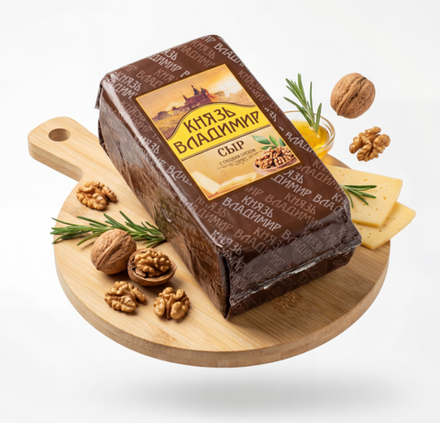 Сыр Князь Владимир с грецким орехом 45%, ТМ Традиции сыроваров