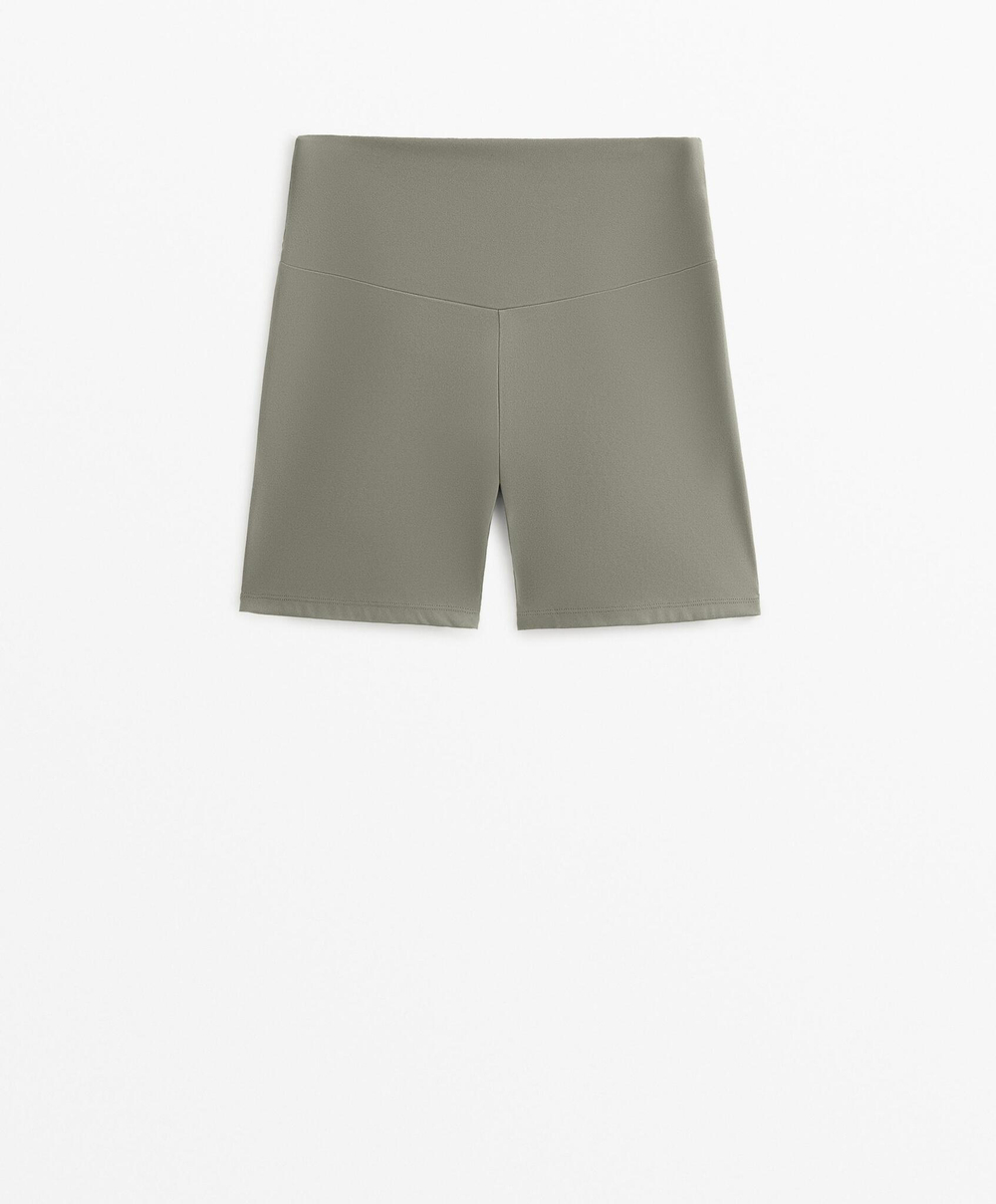 OYSHO Облегающие шорты Comfortlux с высокой посадкой длиной 10 см, светлый хаки