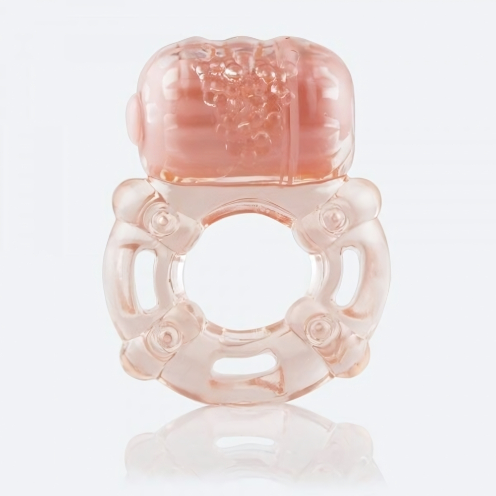 Эрекционное кольцо с вибрацией THE BIG O (Цвет: персиковый)