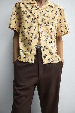 ZARA HARRY LAMBERT X DISNEY БРЮКИ КЛЕШ, КОРИЧНЕВЫЙ