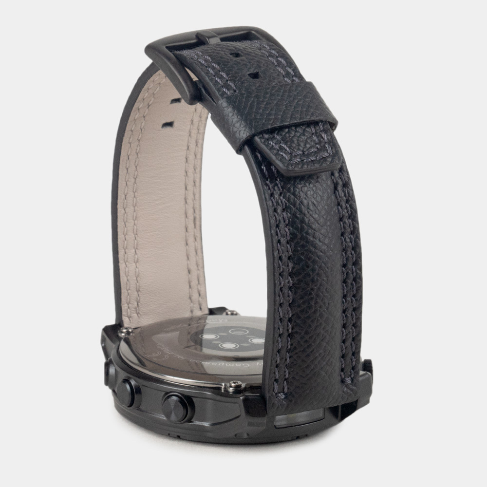 Ремешок для часов Garmin 47 mm классический из кожи теленка, черного цвета