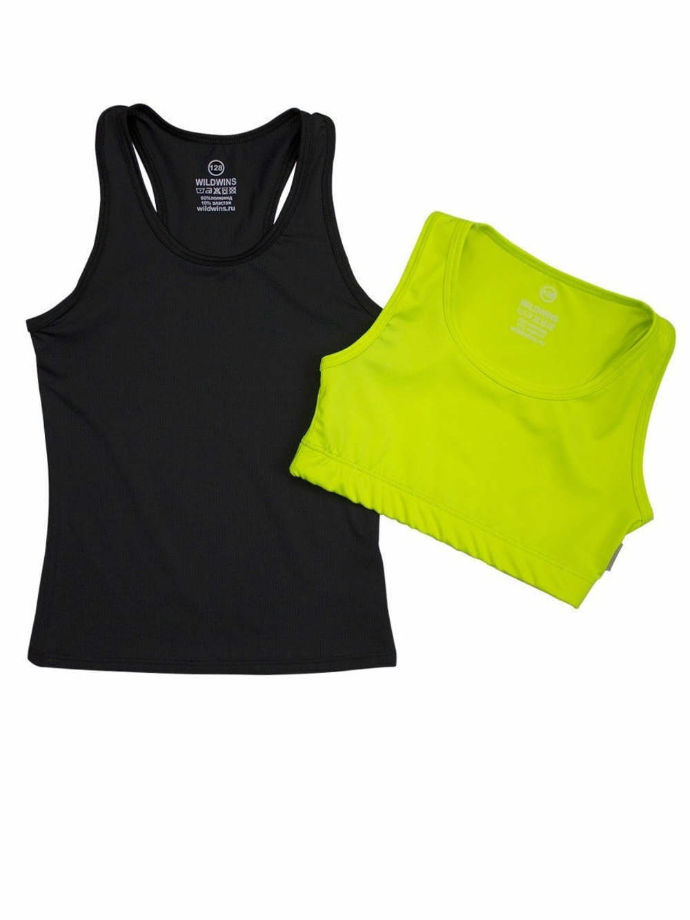 Комплект борцовка мелкая сетка и цветной топ салатовый