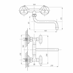 Смеситель для кухни 1/2 кер наст. ниж. ПРОФСАН  ПСМ-108-К80 "КОМПЛЕКТАЦИЯ"  эксц. "РУС", ХРОМ
