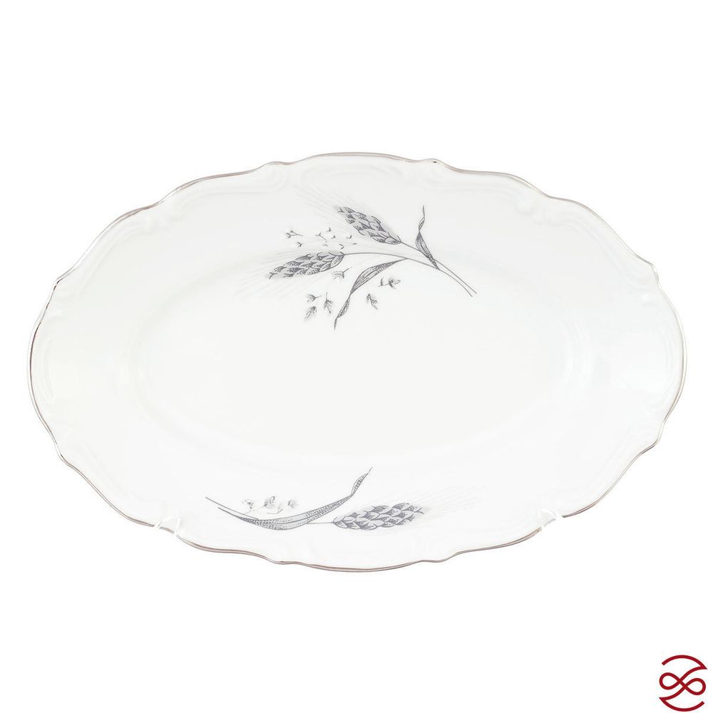 Блюдо овальное плоское 22 см Repast Серебряные колосья