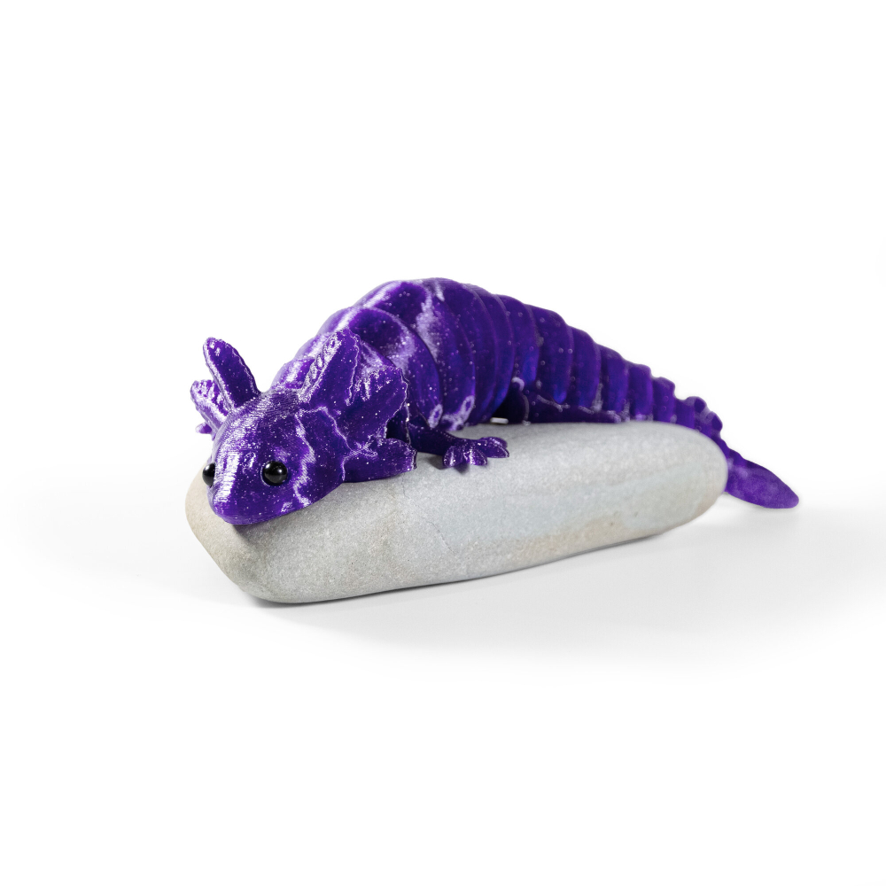 Аксолотль гибкая сегментная подвижная игрушка, 18 см., 3D печать, фиолетовый