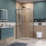 Душевой уголок BelBagno SOFT_CLOSE-2-AH-1 110х100 стекло прозрачное/профиль оружейная сталь