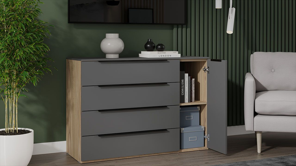 Комод для одежды с ящиками Белый Жемчуг/Белый софт 4 ящика 90х45х84 см