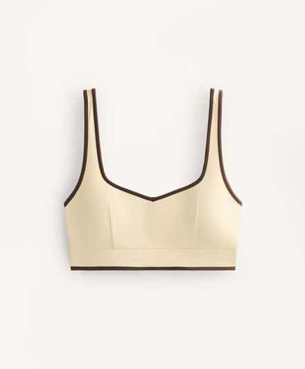 Oysho Топ Comfortlux с контрастными деталями, ванильный