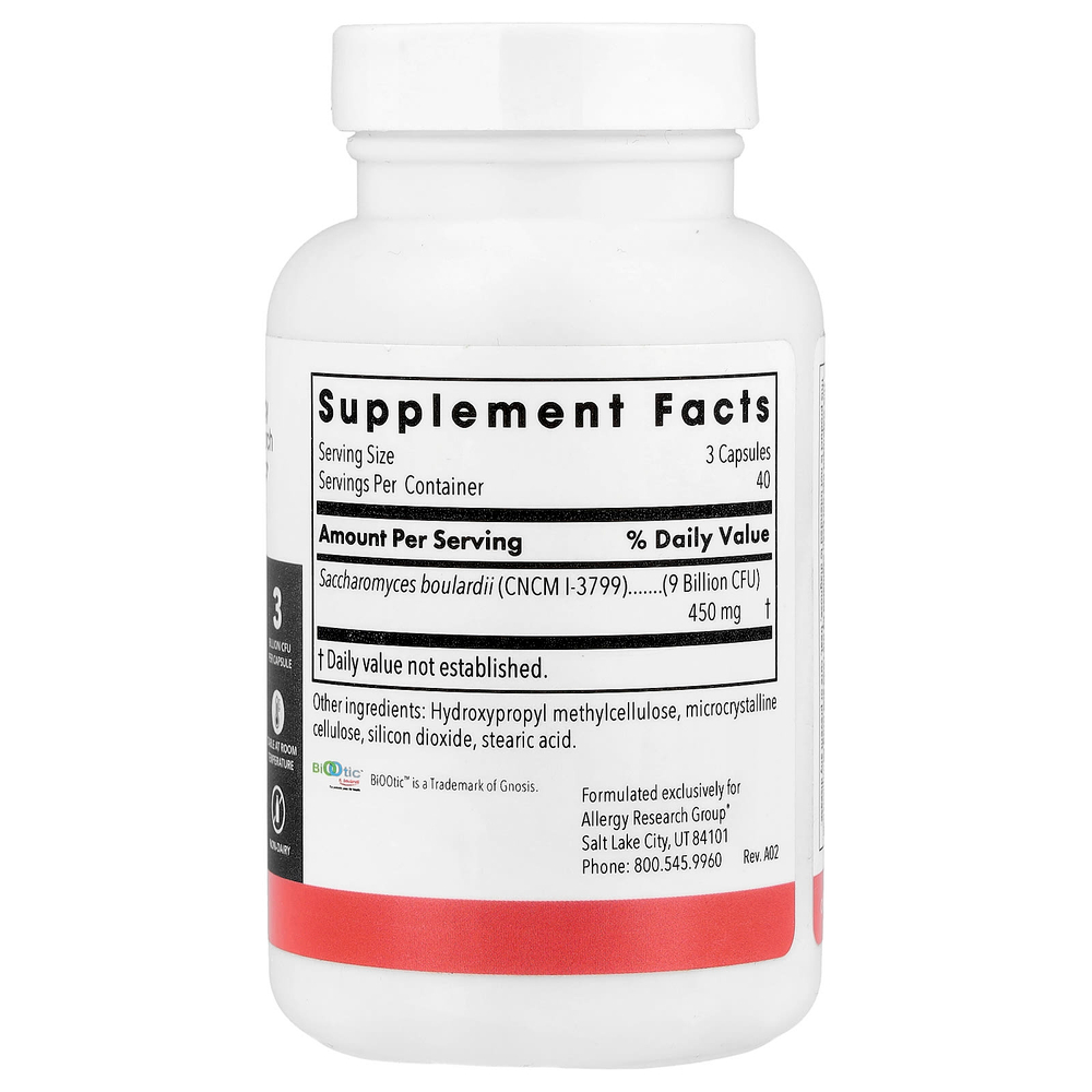 Allergy Research Group, Essential-Biotic®, сахаромицеты Буларди (Saccharomyces boulardii), 120 вегетарианских капсул (150 мг в 1 капсуле)