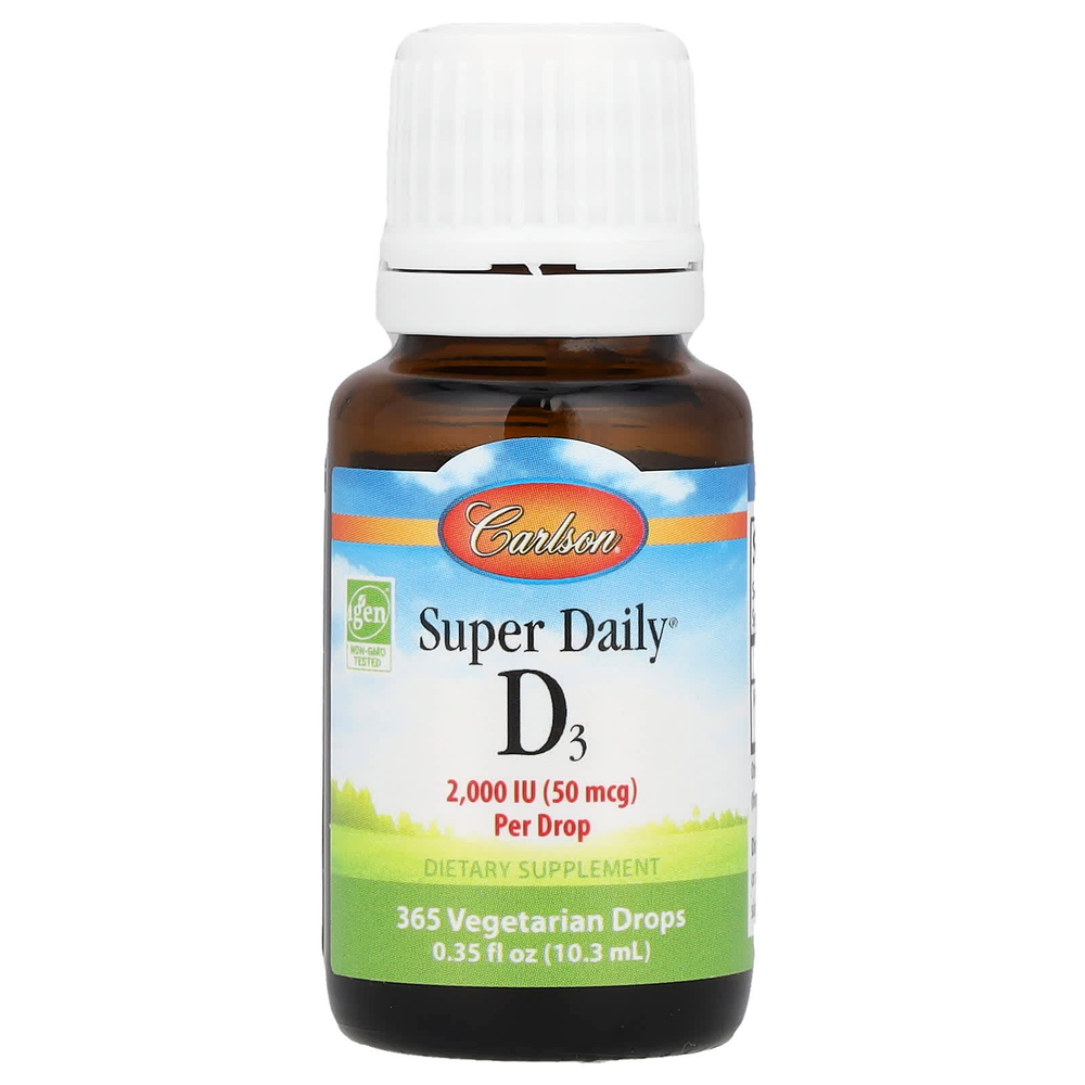 Carlson, Super Daily® D3, 50 мкг (2000 МЕ), 10,3 мл (0,35 жидк. унции)