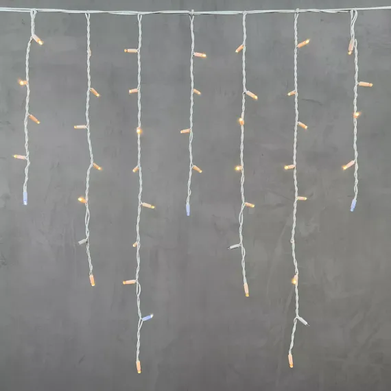 Светодиодная бахрома с колпачком 3,2*0,9 м., 168 экстра теплых белых LED ламп, мерцание, каучуковый белый провод, LTC (LL168BLW-8-2EWW)