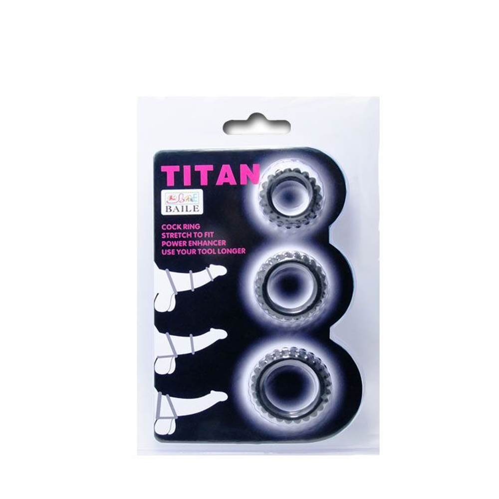 Набор из 3 ребристых эреционных колец Titan