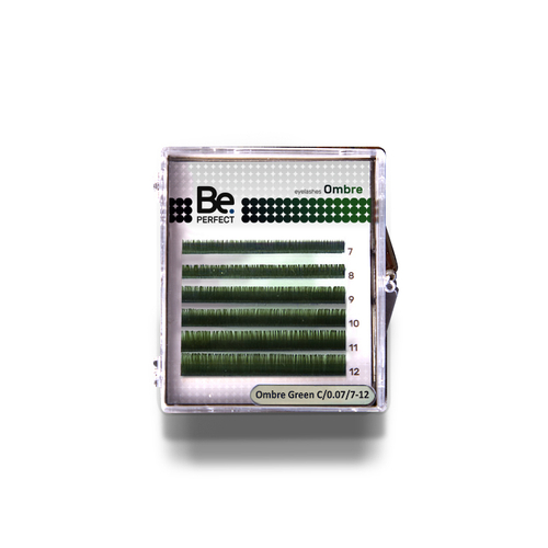 Ресницы цветные BePerfect Ombre Green MIX 6 линий