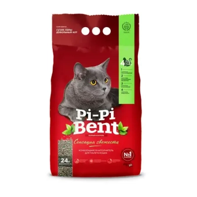 Pi-pi bent сенсация свежести наполнитель комкующийся бентонитовый для туалета кошек - 24 л (10 кг)