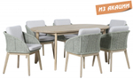 Комплект обеденной деревянной мебели на 6 персон Tagliamento Madrague, светлый тик, бежевый
