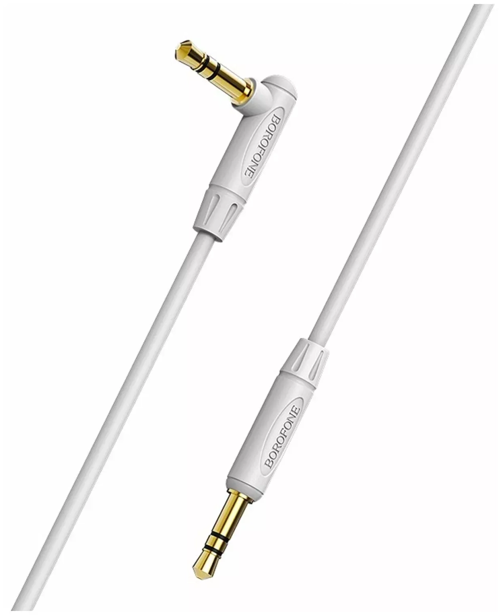 Аудио кабель угловой AUX Borofone BL4 3.5мм jack на 3.5мм jack 2 метра серый