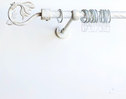 Карниз кованый витой для штор "Крокус" d20 мм однорядный, цвет белое золото