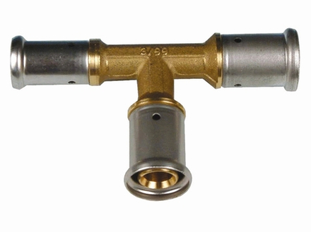 Тройник переходный уменьшенный с двух сторон, HENCO(ХЕНКО) латунь пресс, 26x26x20