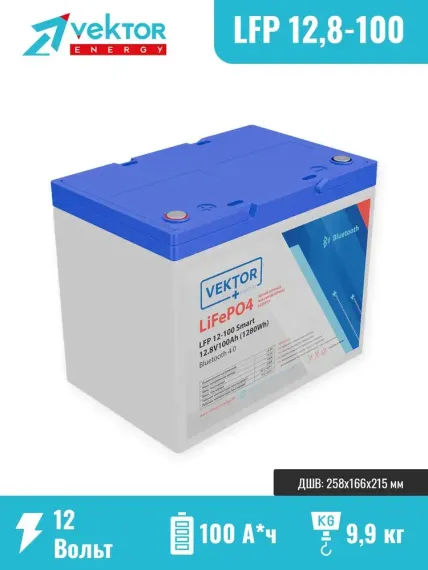 Литий Аккумулятор VEKTOR LFP 12-100, фото №2563110769