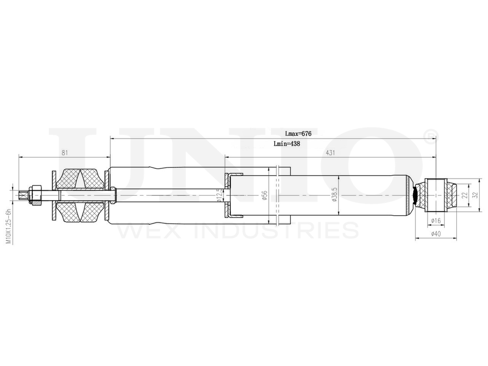 Амортизатор газовый задней подвески UNIO SAB-10405