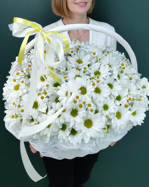 Пышная корзина ромашек(00279)