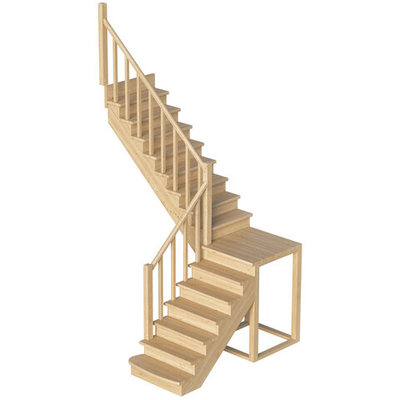 Лестница на второй этаж К-002м/4 Левая с подступенками