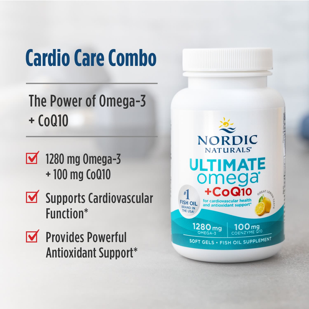 Nordic Naturals, Ultimate Omega® с коэнзимом Q10, со вкусом лимона, 60 капсул