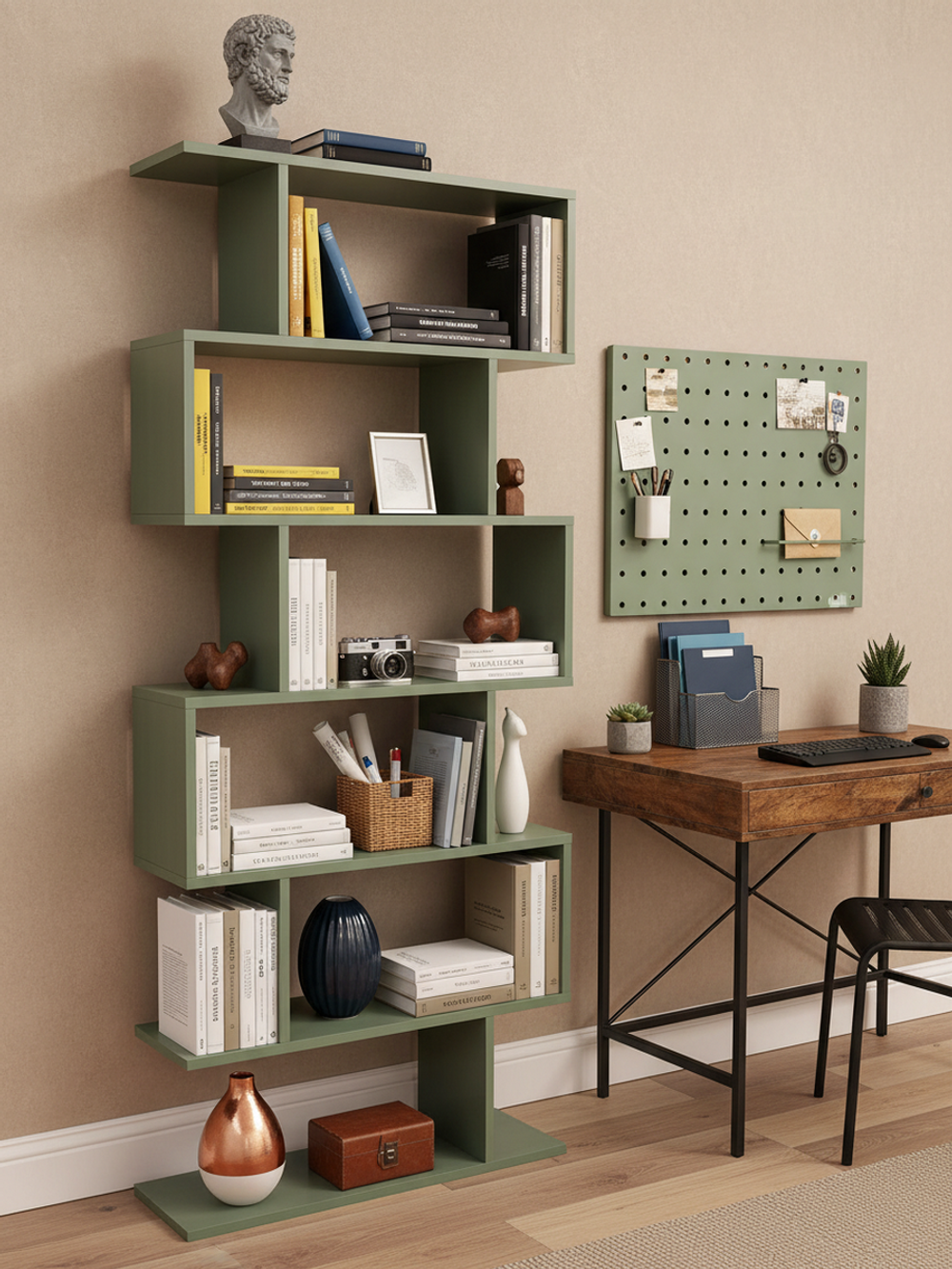 Стеллаж 72х24х174, Марм, напольный, зеленый