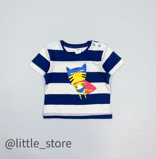 Футболка хлопковая "Папа-мой герой" полоска на синем