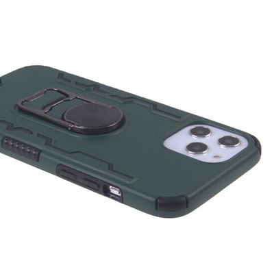 Противоударный чехол для iPhone 12 Pro Max с кольцом-открывашкой, 012226 Темно-зеленый