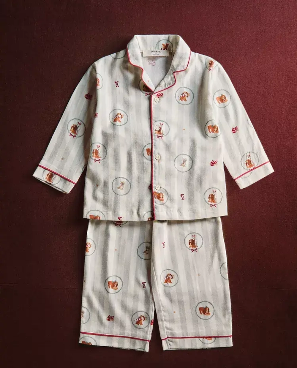 ZARA HOME ХЛОПКОВАЯ ПИЖАМА С ПРИНТОМ "ЛЕДИ И БРОДЯГА", ЭКРЮ