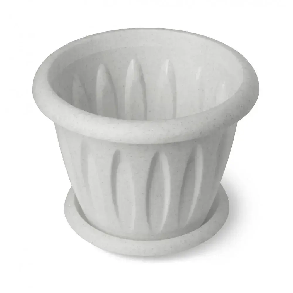 Горшок для растений Фелиция мрамор 0,4л Д105 с поддонником С101М (комплект 57 шт)