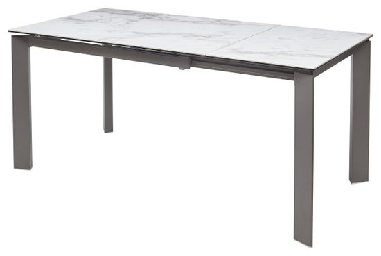 Стол CORNET 120 VOLAKAS WHITE Белый мрамор глянцевый, керамика/grey
