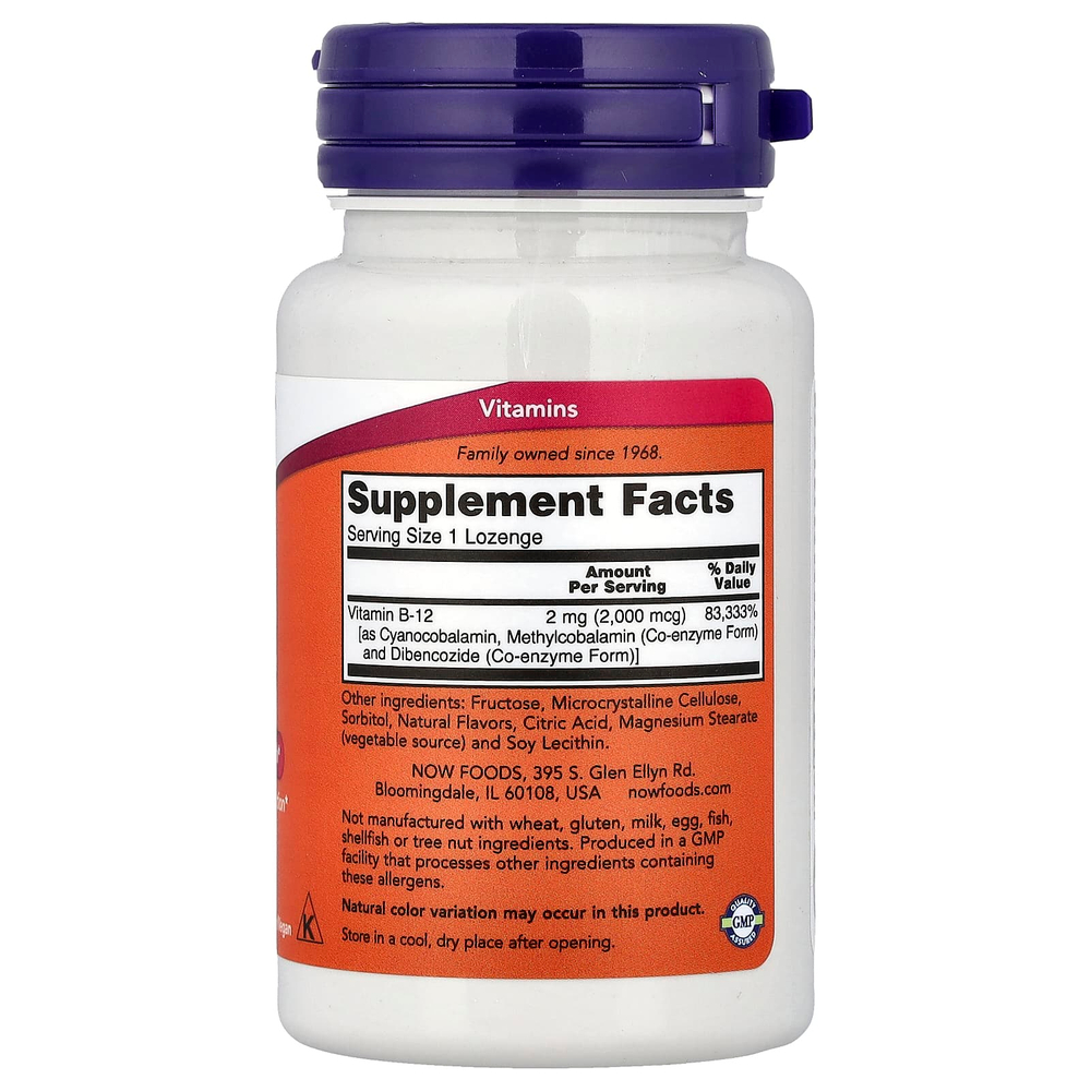 NOW Foods, B-12, 2000 мкг, 100 леденцов