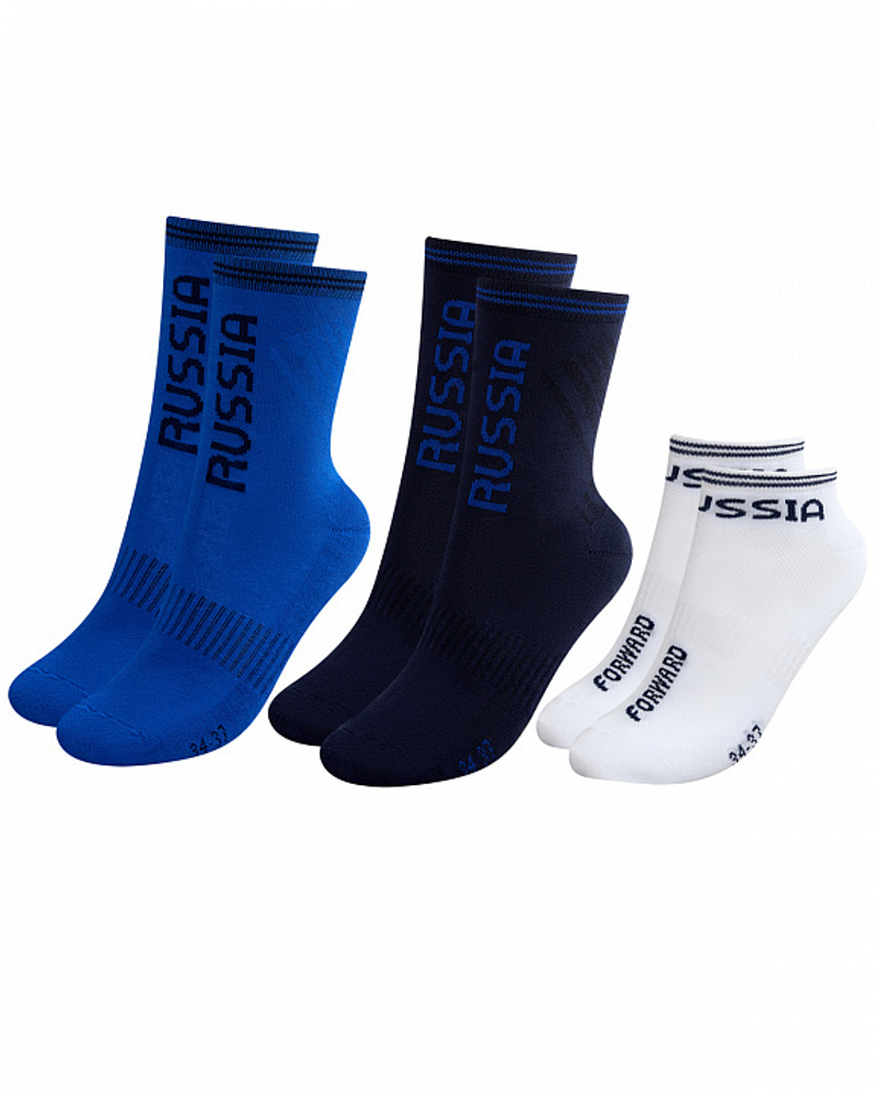 Комплект носков FORWARD, белый/синий/голубой, р.34-49