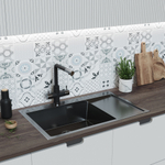 Мойка настол.монтаж 78х50 (3,0) лев. вып 3 1/2  MIXLINE PRO с ФАСКОЙ 20см с сифоном (черный графит)