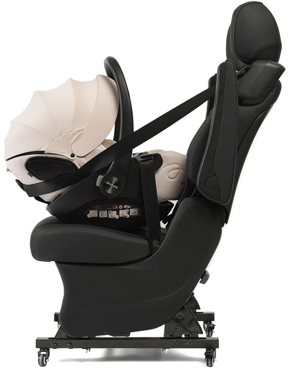 Детская коляска Peppy Monaco 3 в 1 с автокреслом Verona Beige Mint (мятный), рама черная