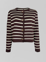 Кардиган F7639-3 в полоску с длинным рукавом на пуговицах