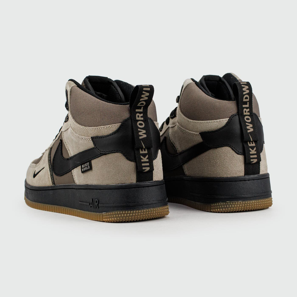 Кроссовки Nike Air Force 1 Mid L.Grey / D.Grey with Fur Wmns